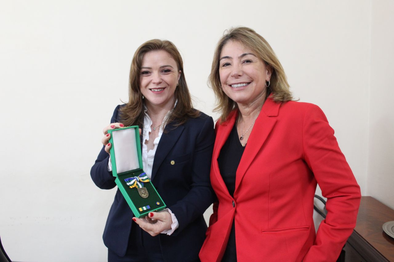Leandre entrega medalha Mietta Santiago à vereadora Maria Letícia